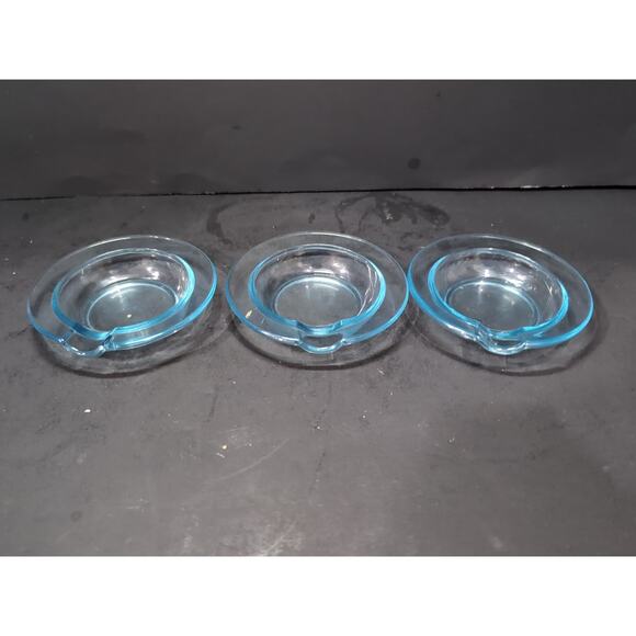 Fostoria Azure Blue Ashtray Set of 3, Small MCM Dish, Mid Century Modern Dishes - Picture 1 of 7